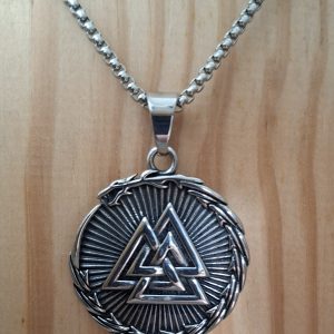 Stainless Steel Valknut and Compass Necklace