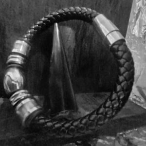 Leather with Stainless Steel Bracelet - Black