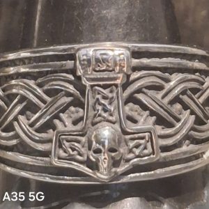 Stainless Steel Thor's Hammer Ring with skull