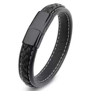 Black Leather Bracelet 185mm