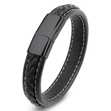 Black Leather Bracelet 185mm