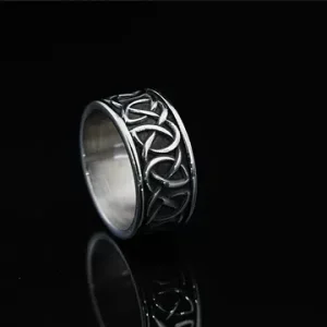 Stainless Steel Celtic Ring - 2 wolves